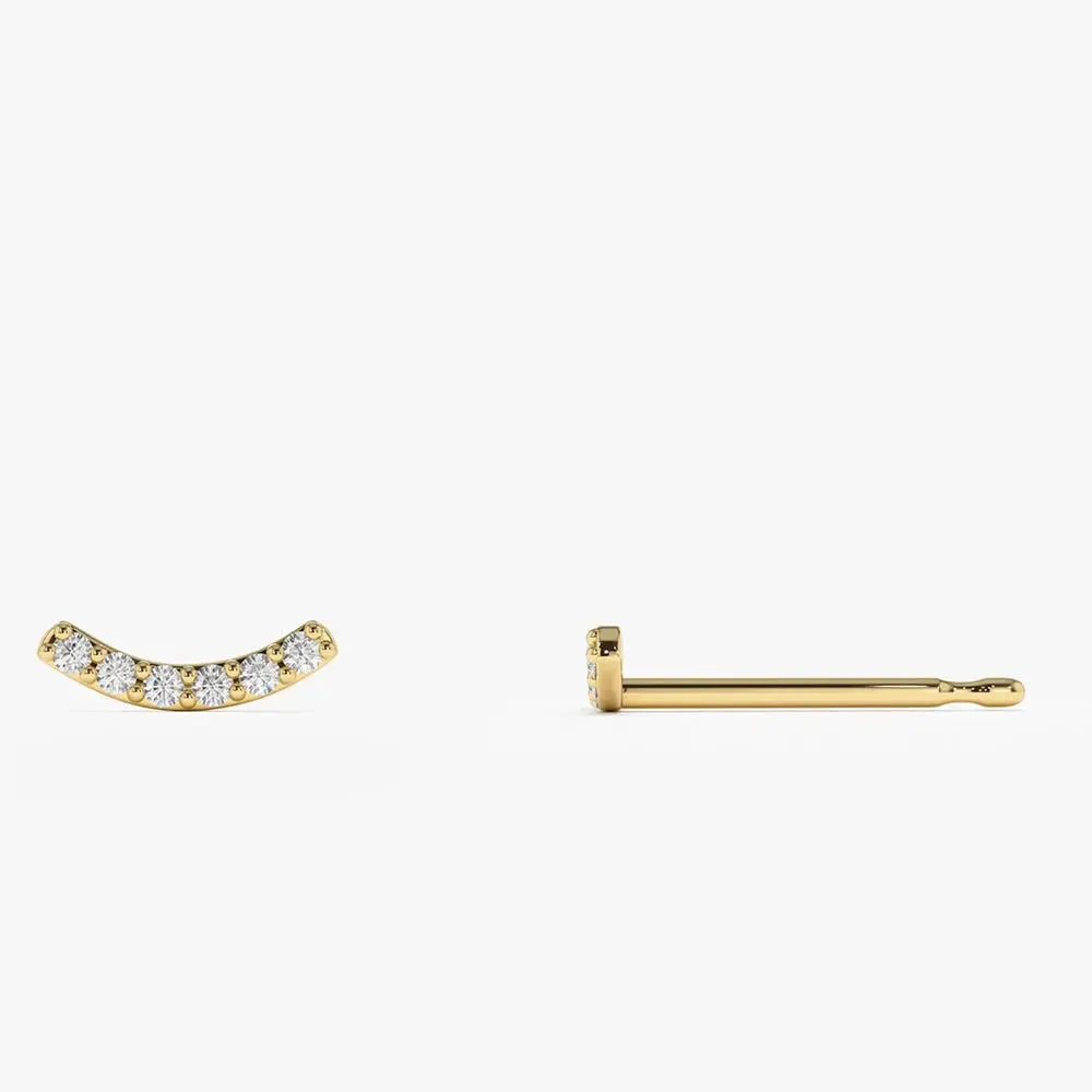 0.10CTW Diamond Curved Bar Stud Earrings