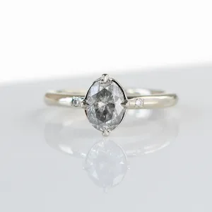 1.08ct Around The World Oval Grey Diamond Ring