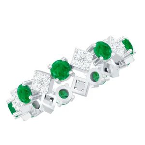 1.25 CT Natural Emerald and Diamond Eternity Band Ring