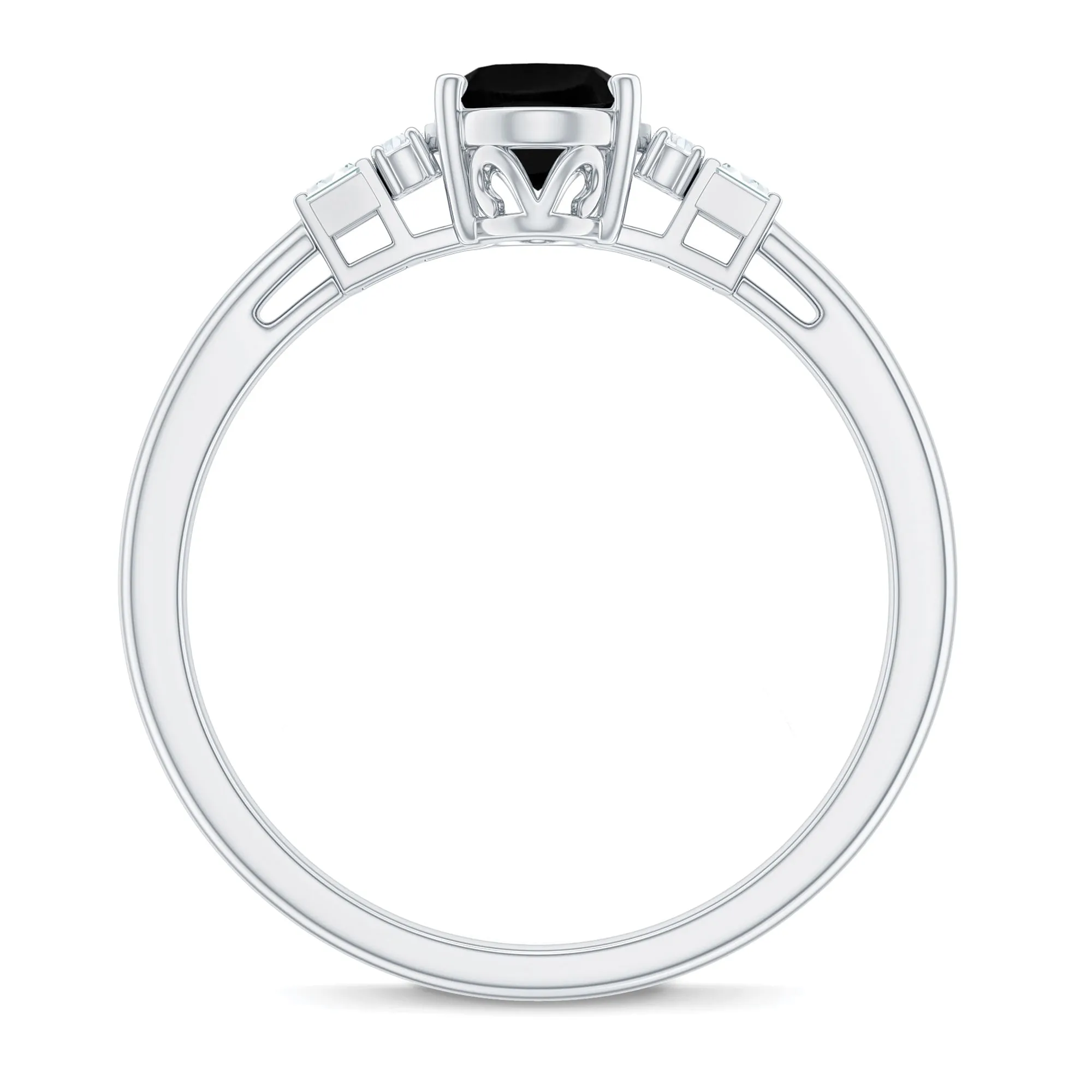 1.25 CT Oval Shape Black Diamond Engagement Ring with Diamond