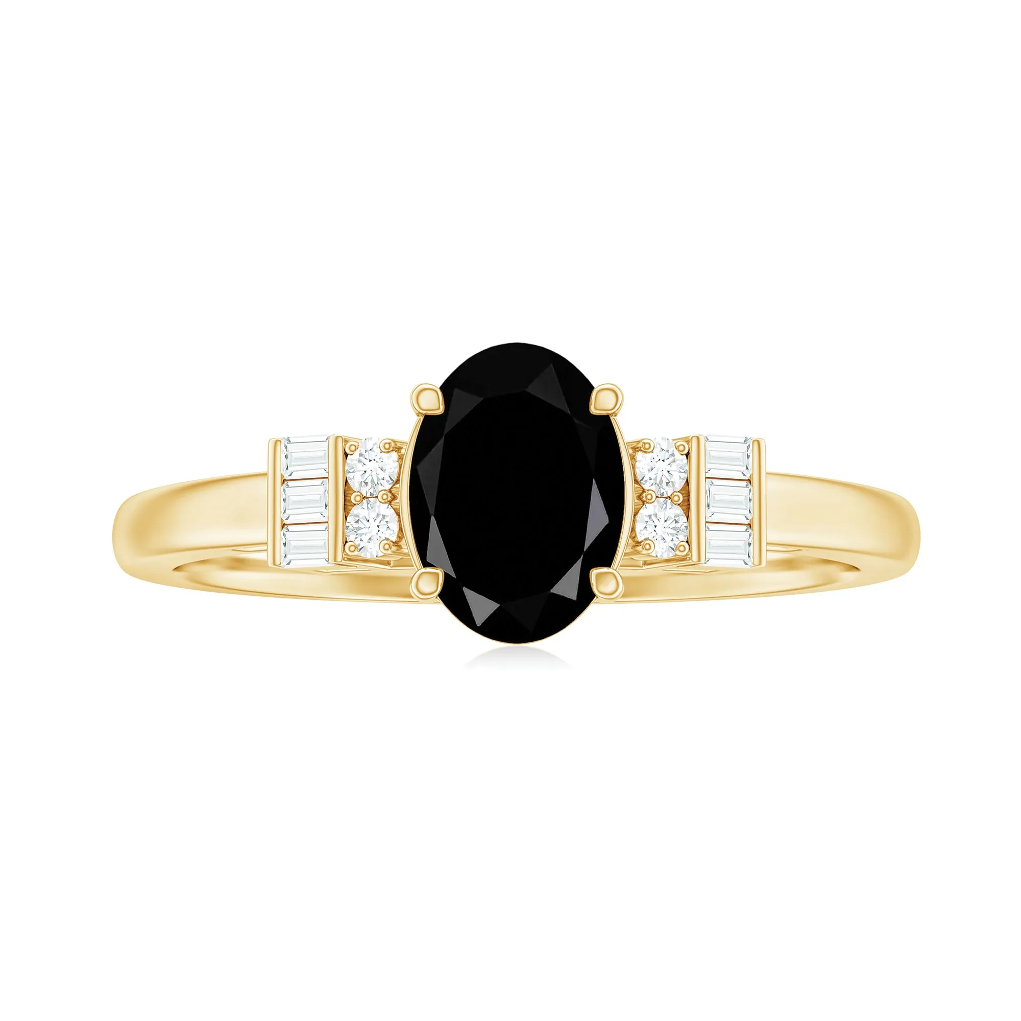 1.25 CT Oval Shape Black Diamond Engagement Ring with Diamond