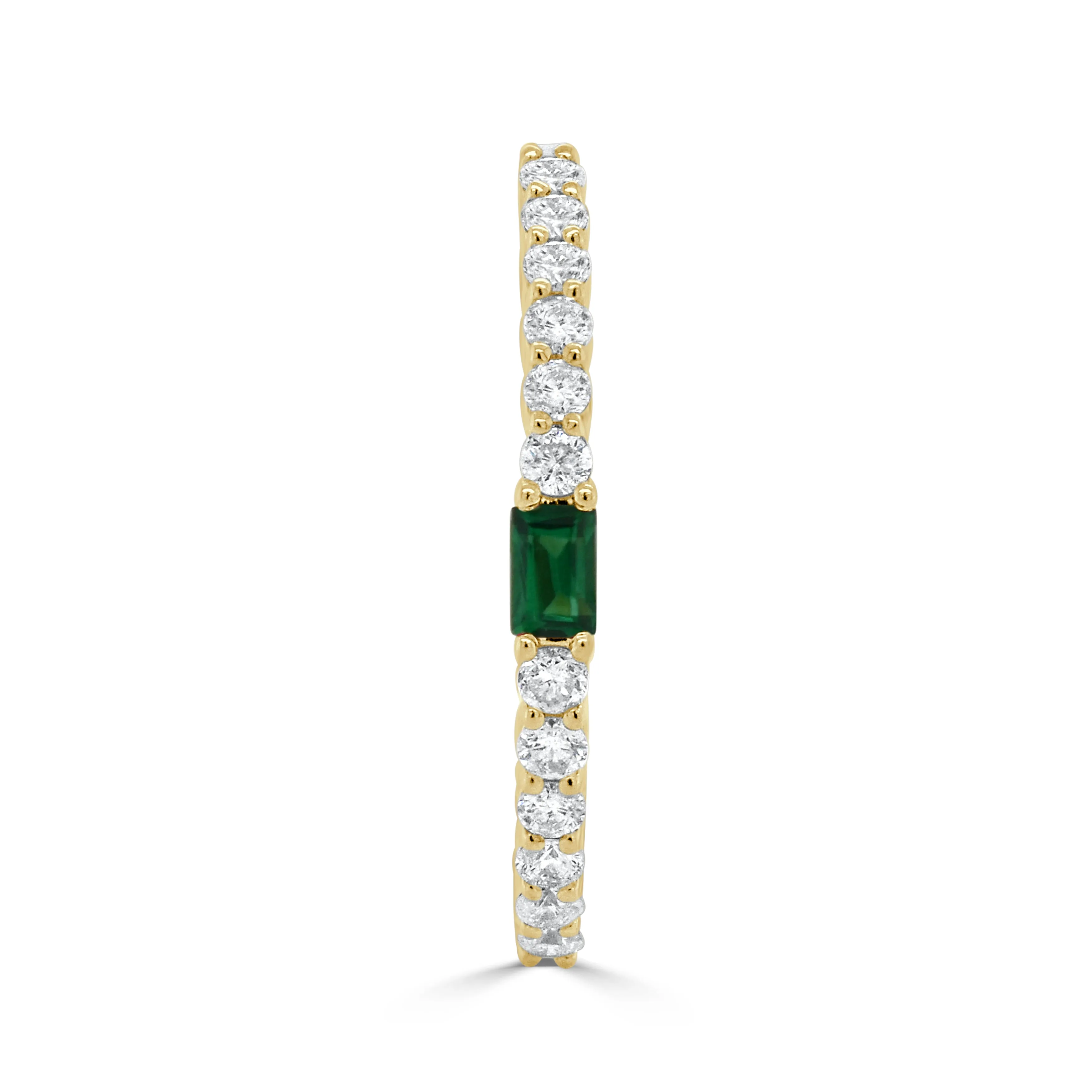 14K Gold Diamond & Emerald Baguette Ring