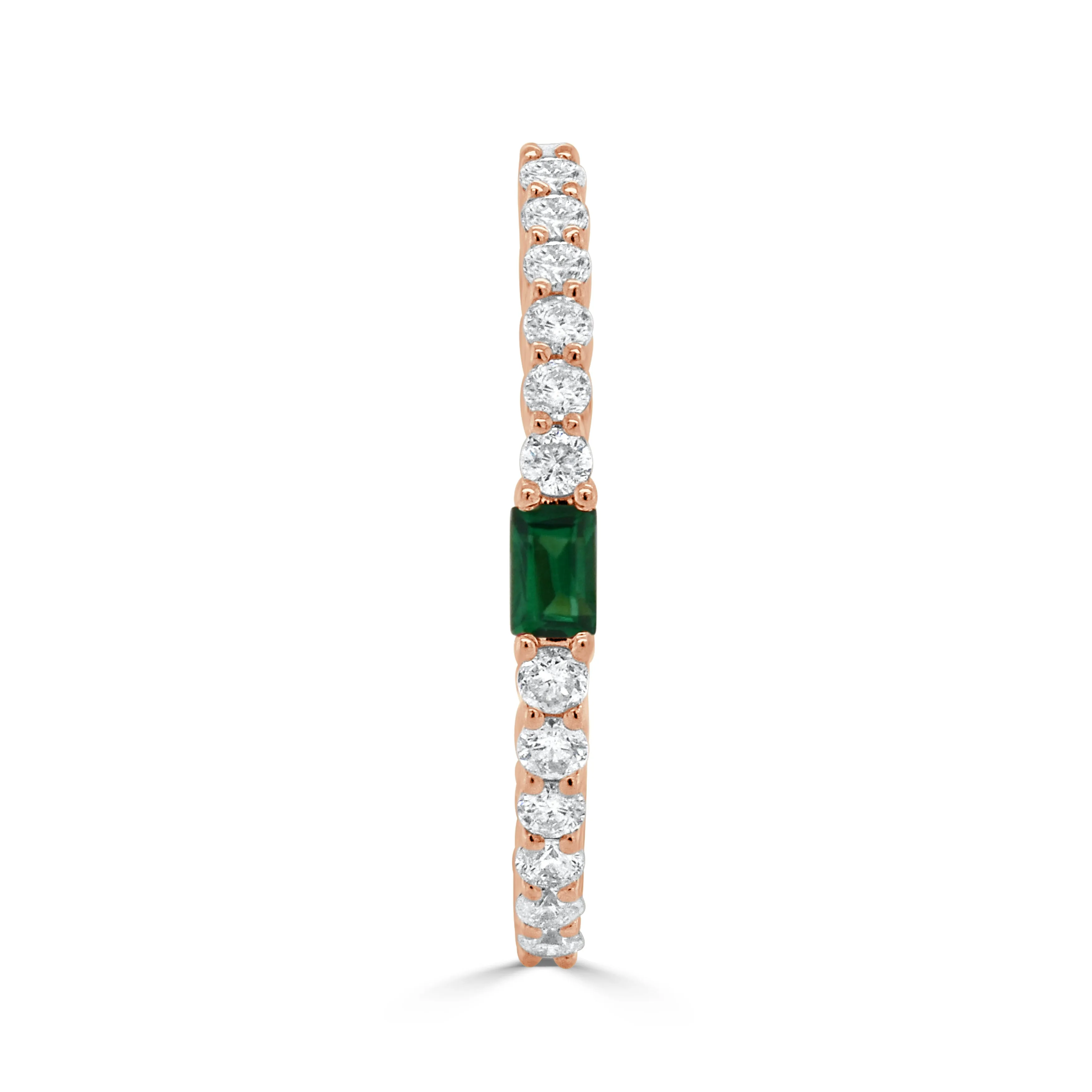 14K Gold Diamond & Emerald Baguette Ring