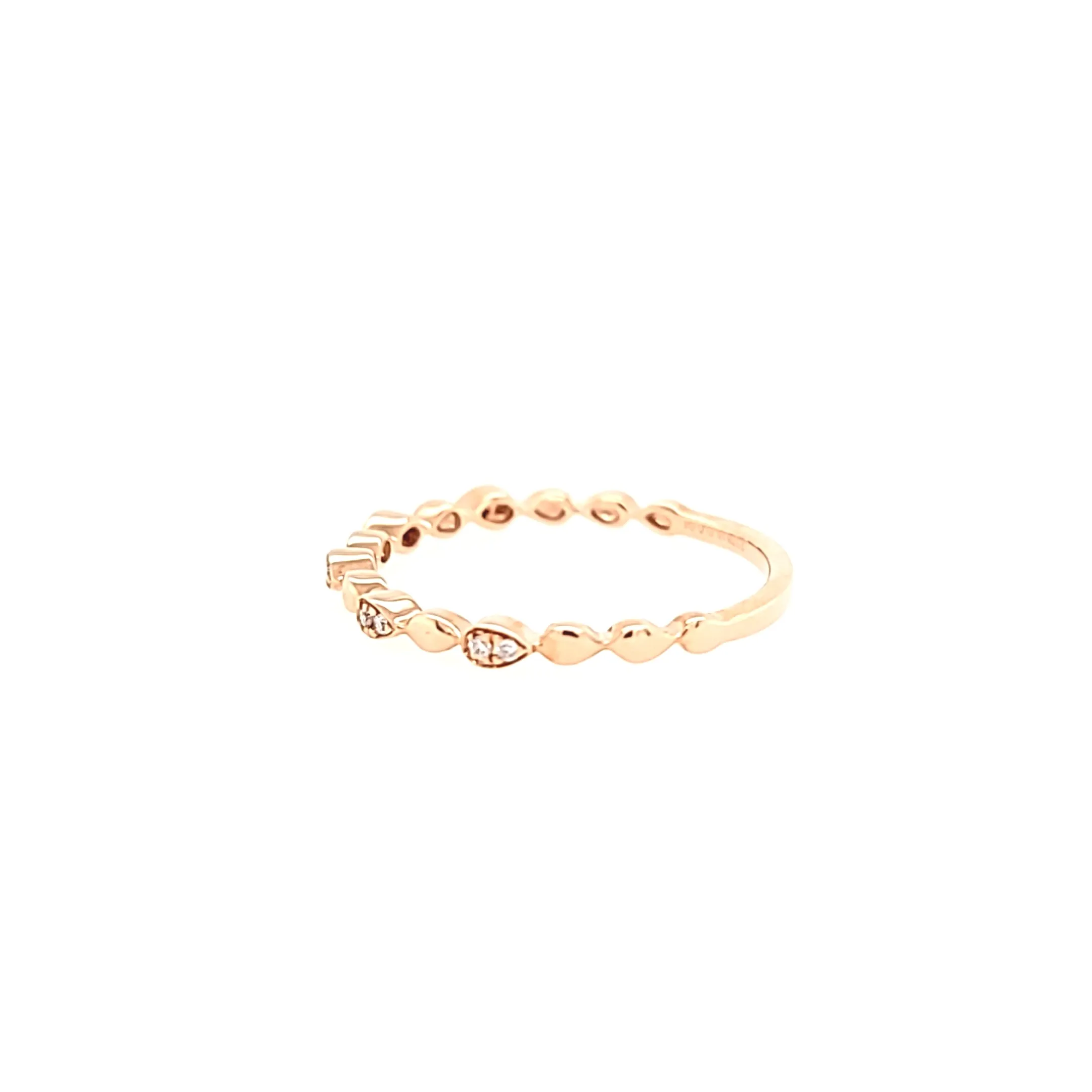 14k Rose Gold Diamond Pod Stacker Ring (I7054)