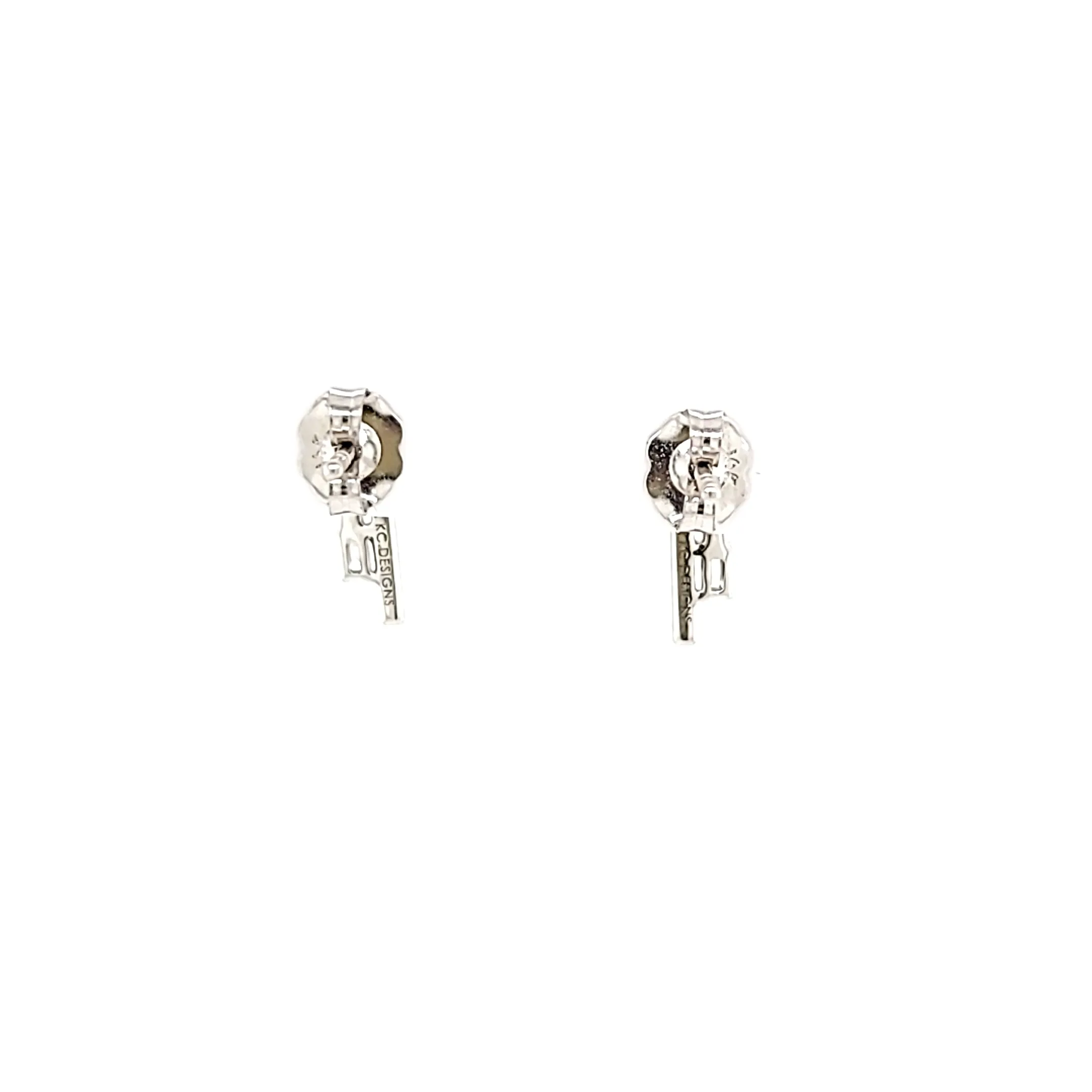 14k White Gold Baguette Double Row Stud Earrings (I5528)