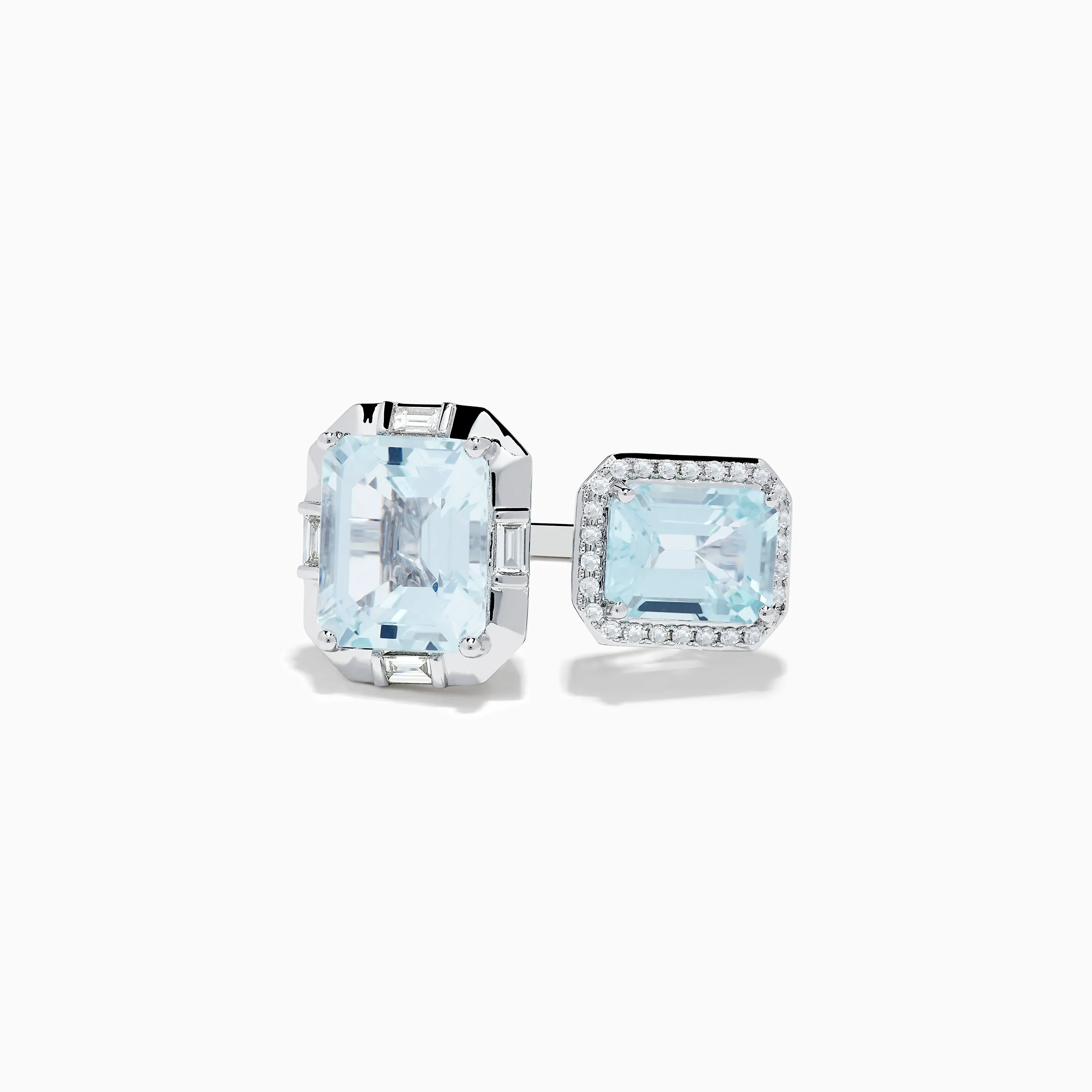 14K White Gold Double Aquamarine Ring