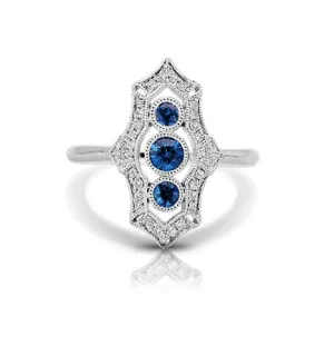 14K White Gold Sapphire Diamond Ring