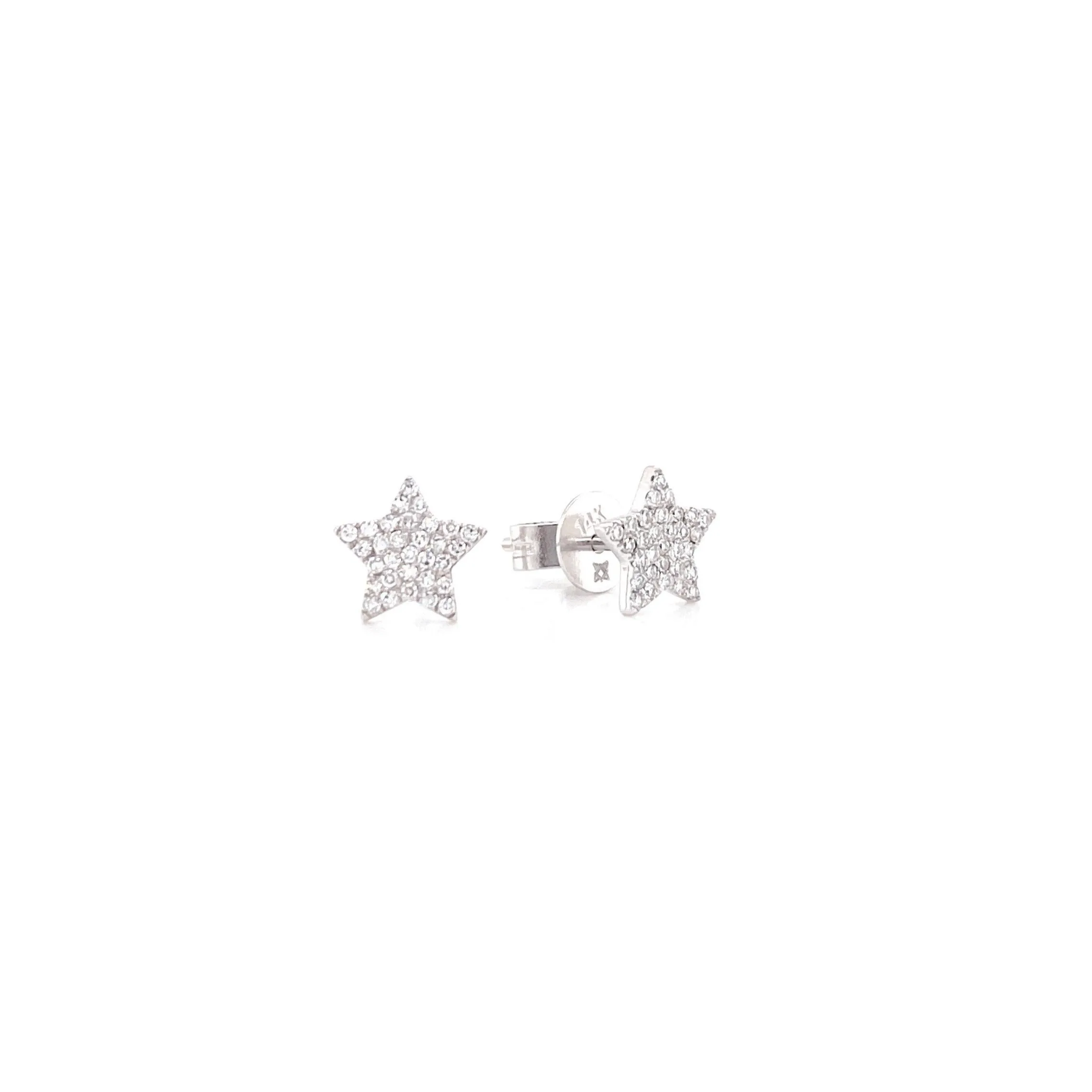 14K Yellow Gold Diamond Star Stud Earrings