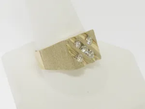 14K Yellow Gold Gentlemen's 5 Diamond Ring .50 cttw Size 12.25 (Estate Jewelry)