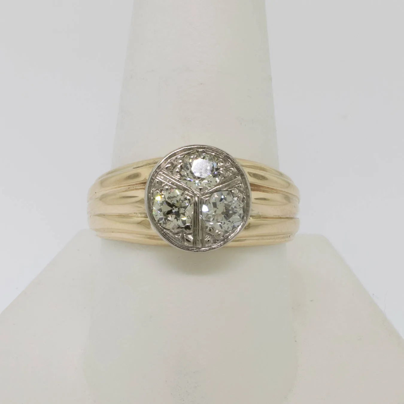 14K Yellow/White Gold Old Mine Cut Diamond Ring 1CTW Size 10.5 Preowned Jewelry