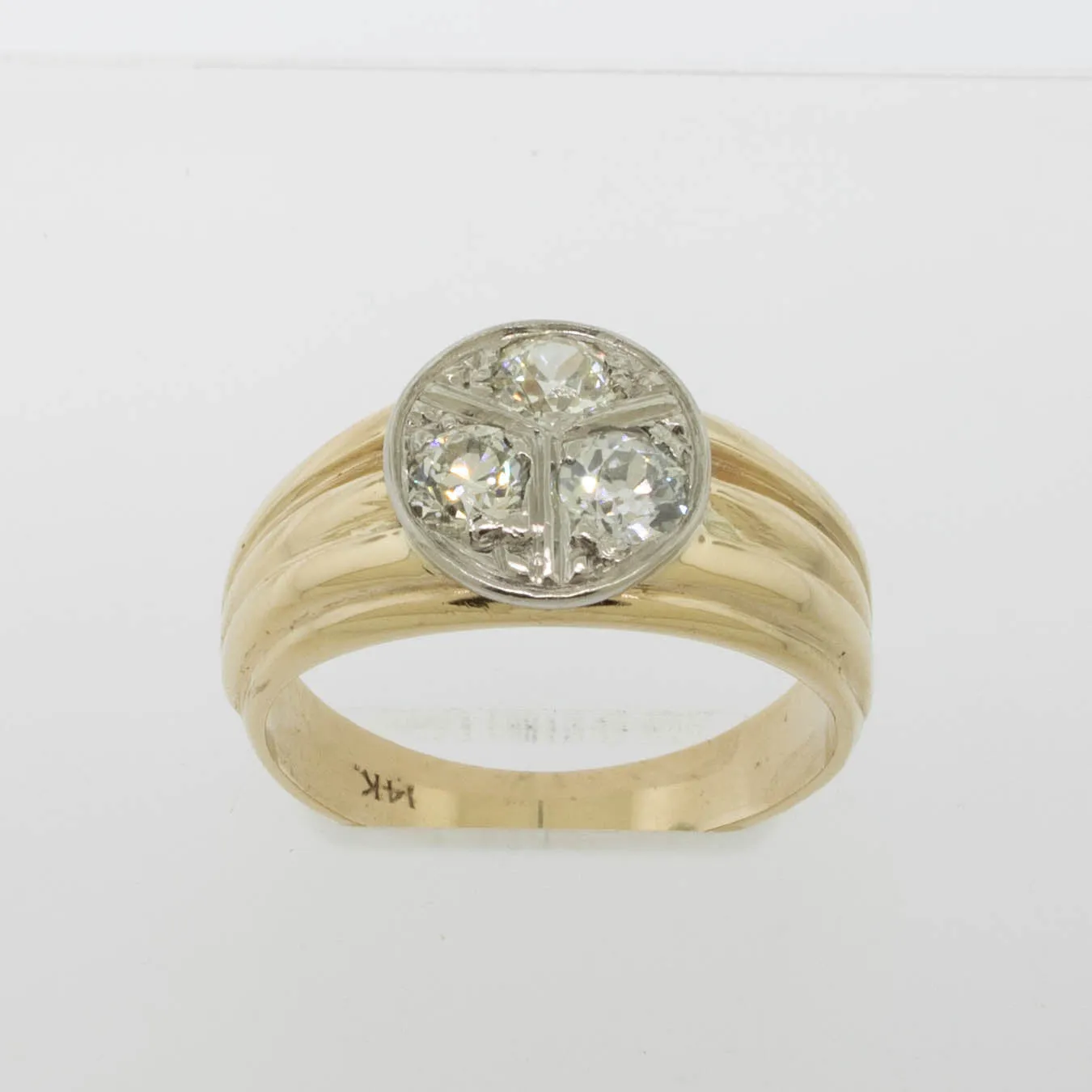 14K Yellow/White Gold Old Mine Cut Diamond Ring 1CTW Size 10.5 Preowned Jewelry