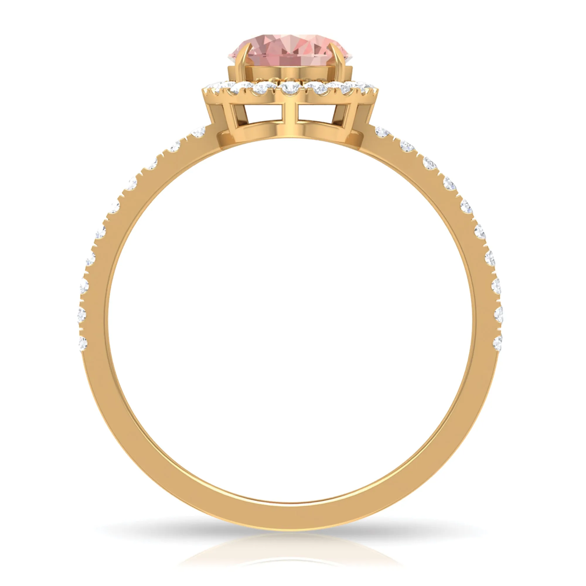 1.50 CT Oval Shape Morganite Ring with Diamond Halo