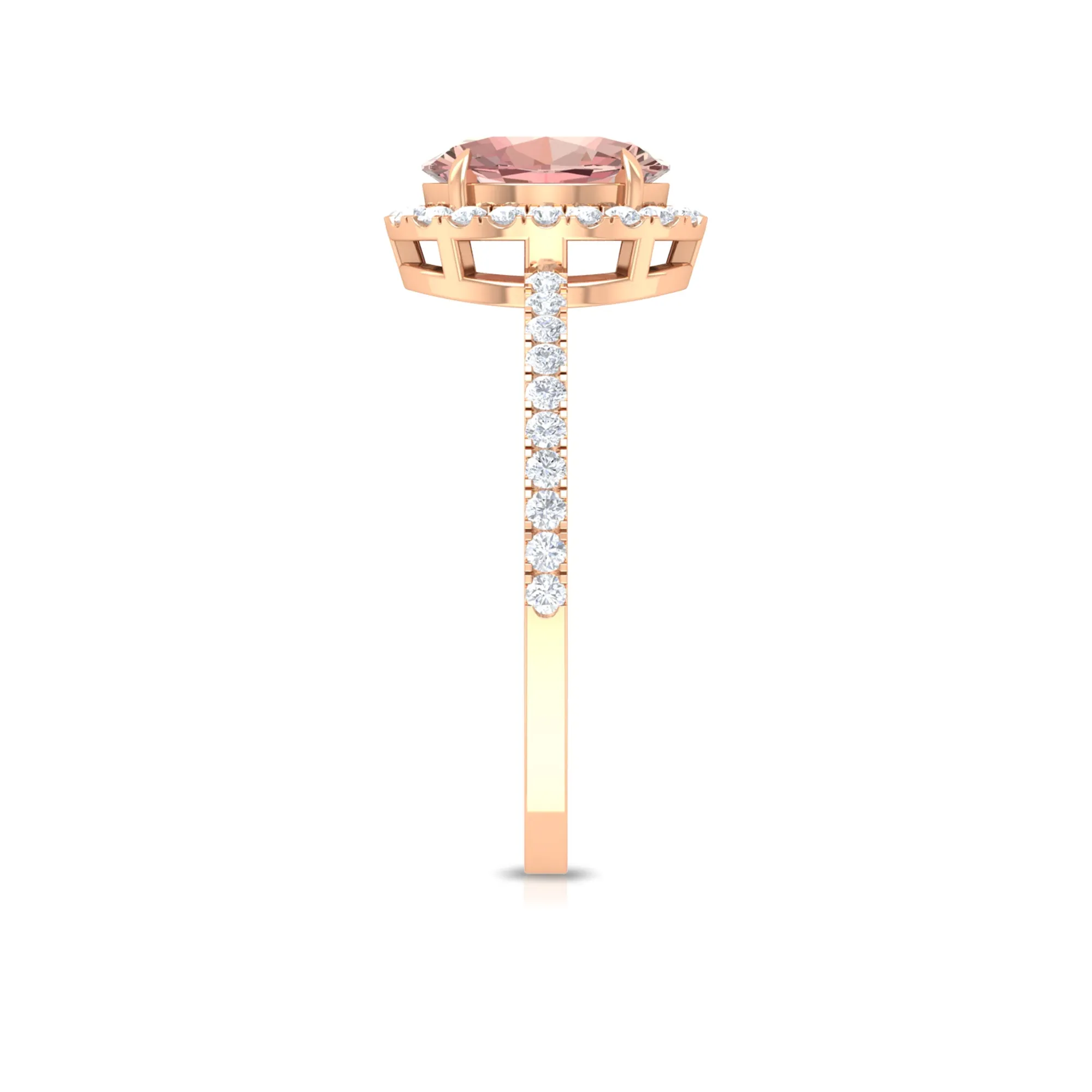 1.50 CT Oval Shape Morganite Ring with Diamond Halo