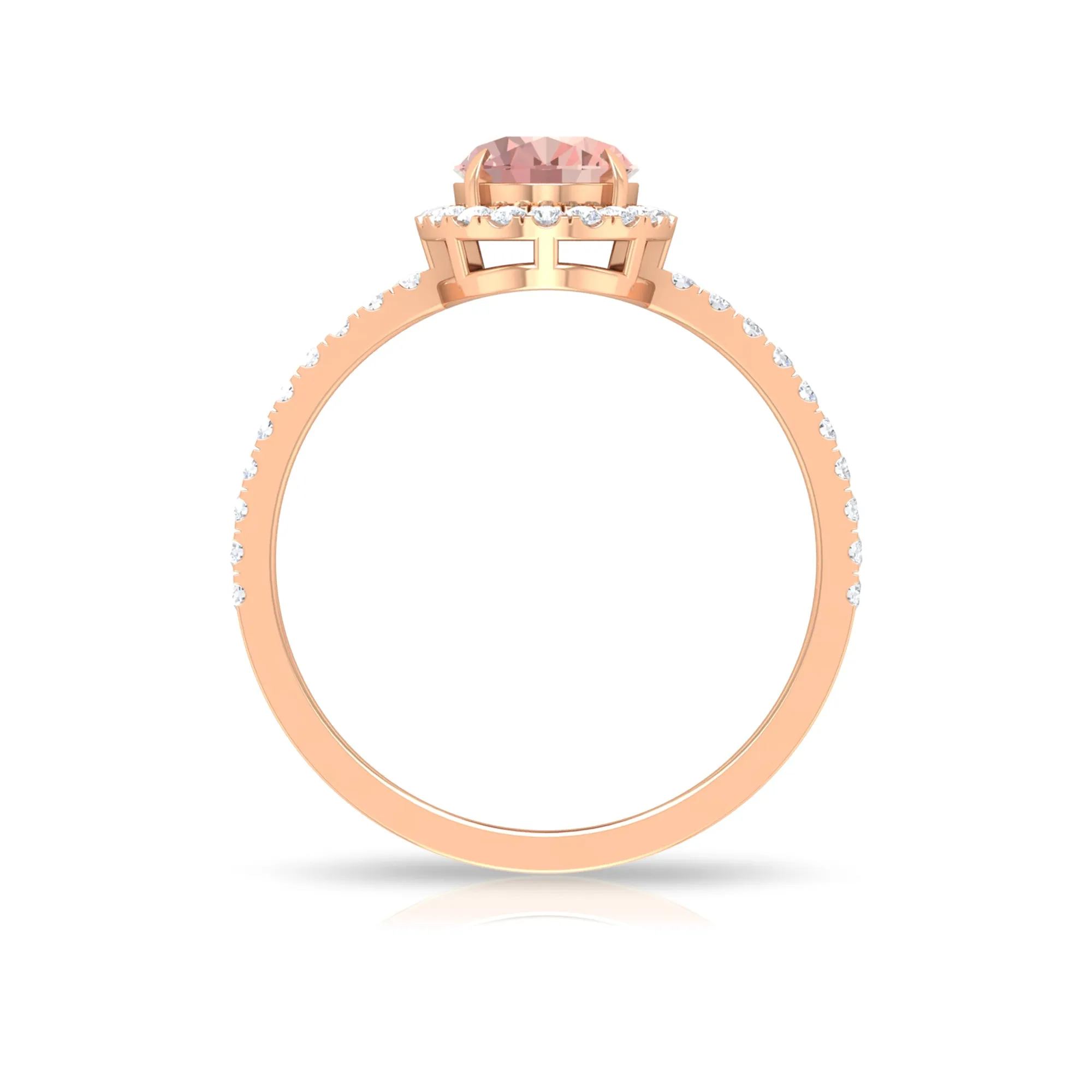 1.50 CT Oval Shape Morganite Ring with Diamond Halo