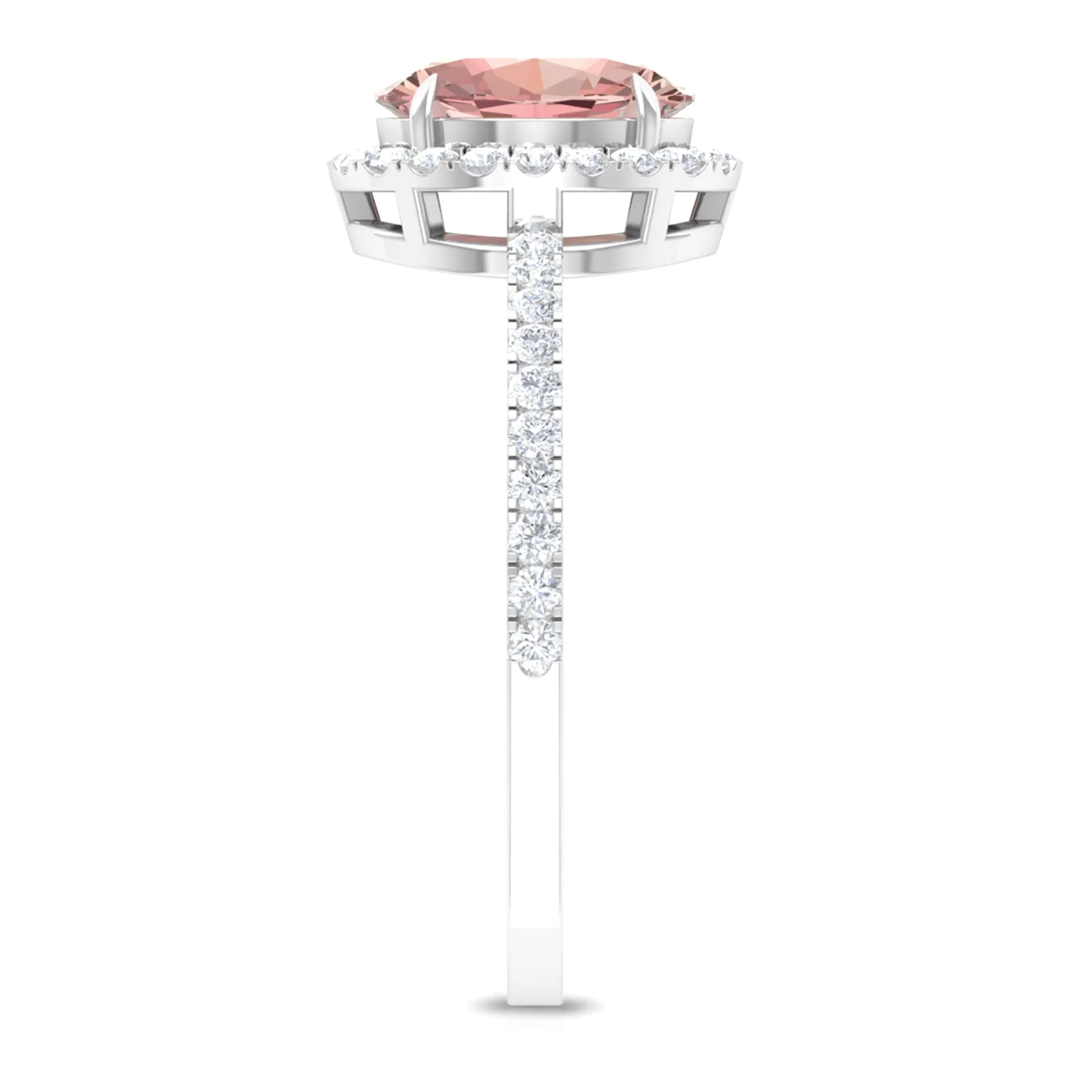 1.50 CT Oval Shape Morganite Ring with Diamond Halo