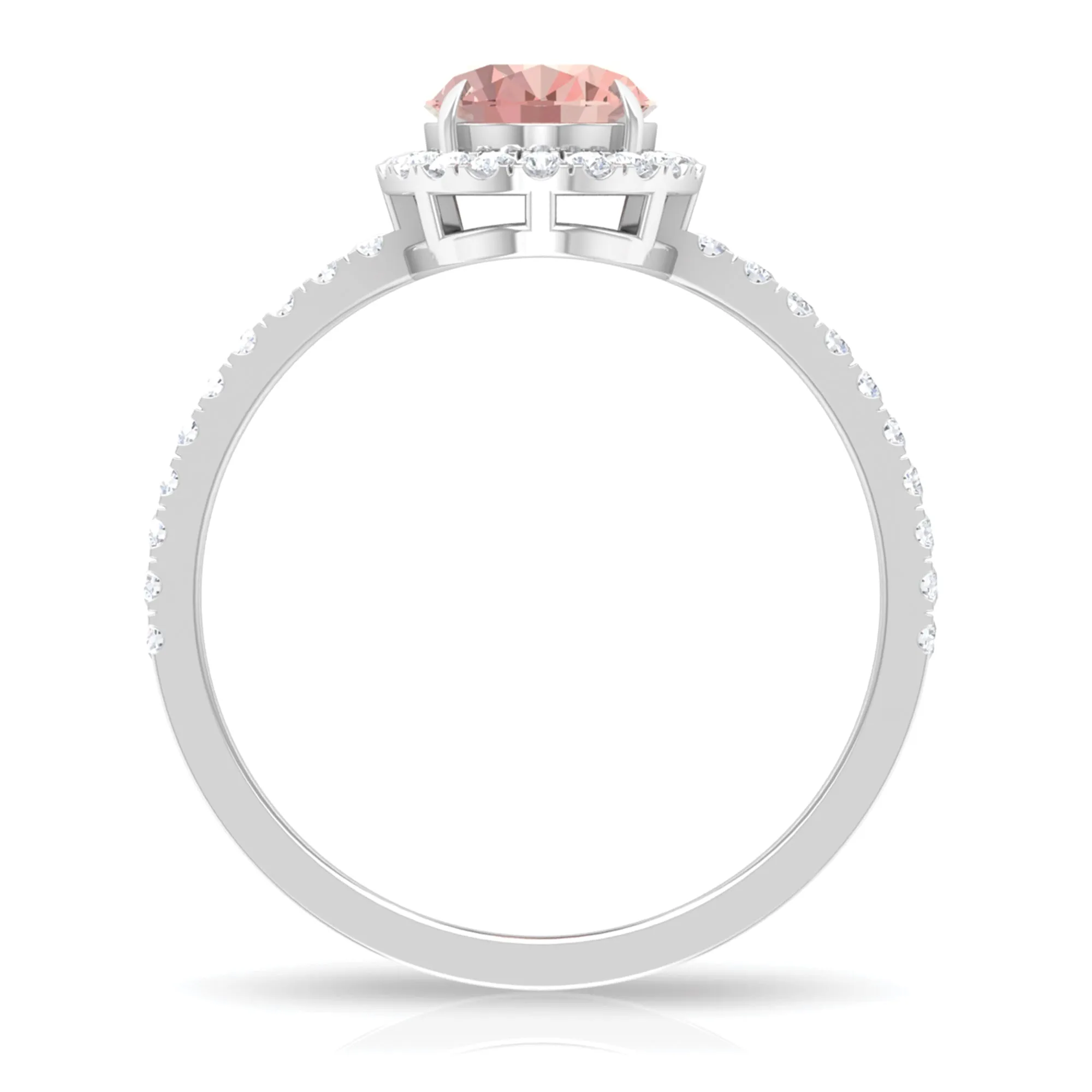 1.50 CT Oval Shape Morganite Ring with Diamond Halo