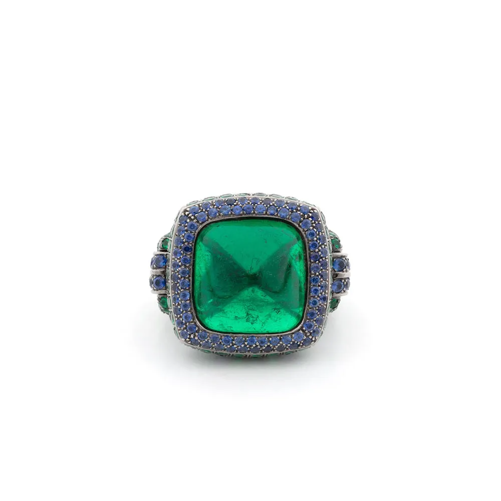 15kt Emerald & Sapphire Ring