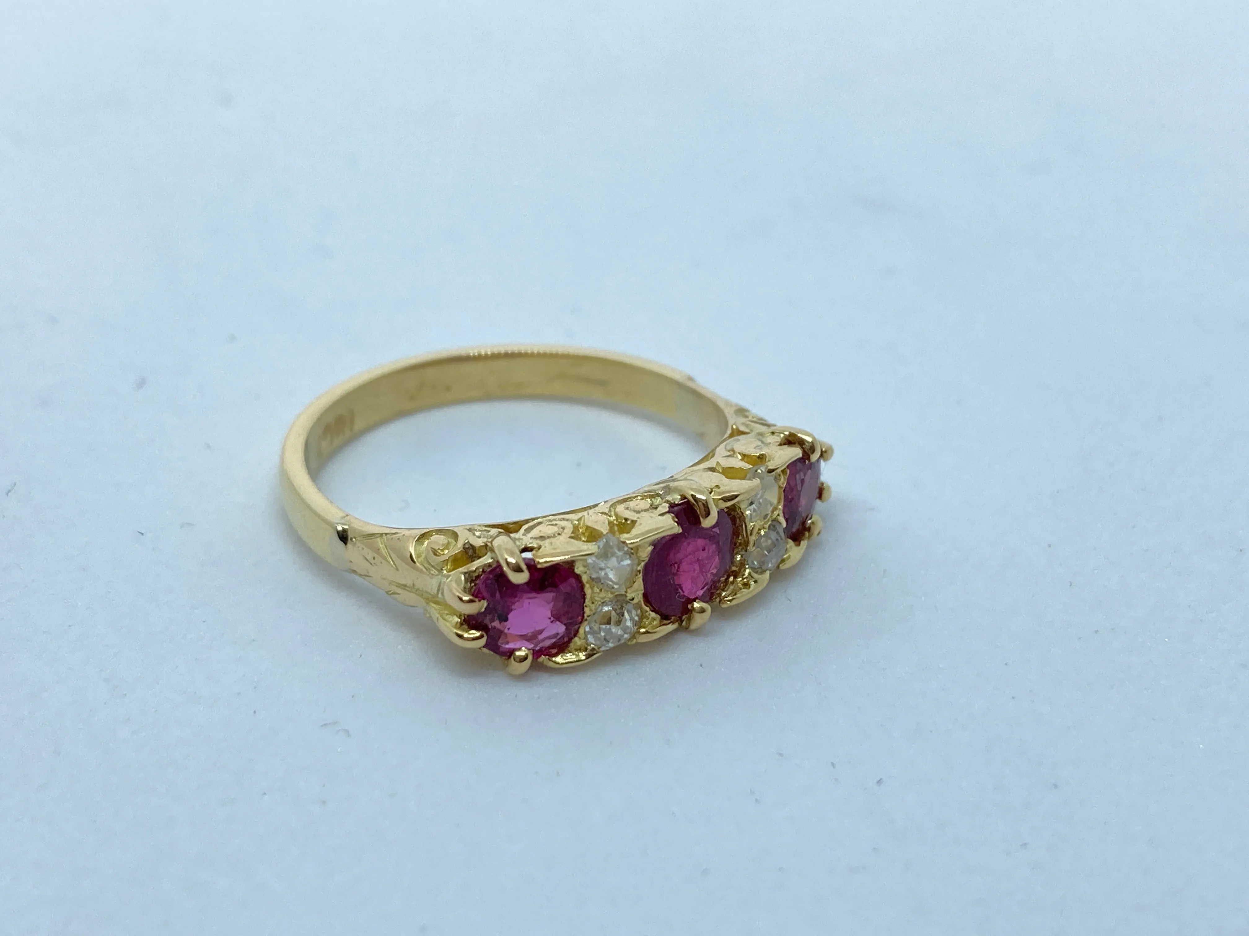 18ct Ruby Diamond Ring - Size N