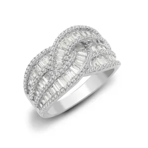 18ct White 1.83ct Round & Baguette Diamond Ring