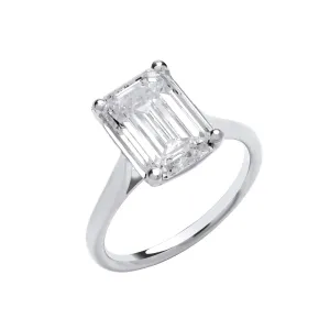 18ct White Gold 4.00ct Lab Grown Diamond Emerald Cut Engagement Ring