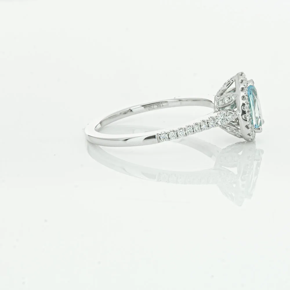 18ct White Gold .60ct Aquamarine & Diamond Mini Sierra Ring