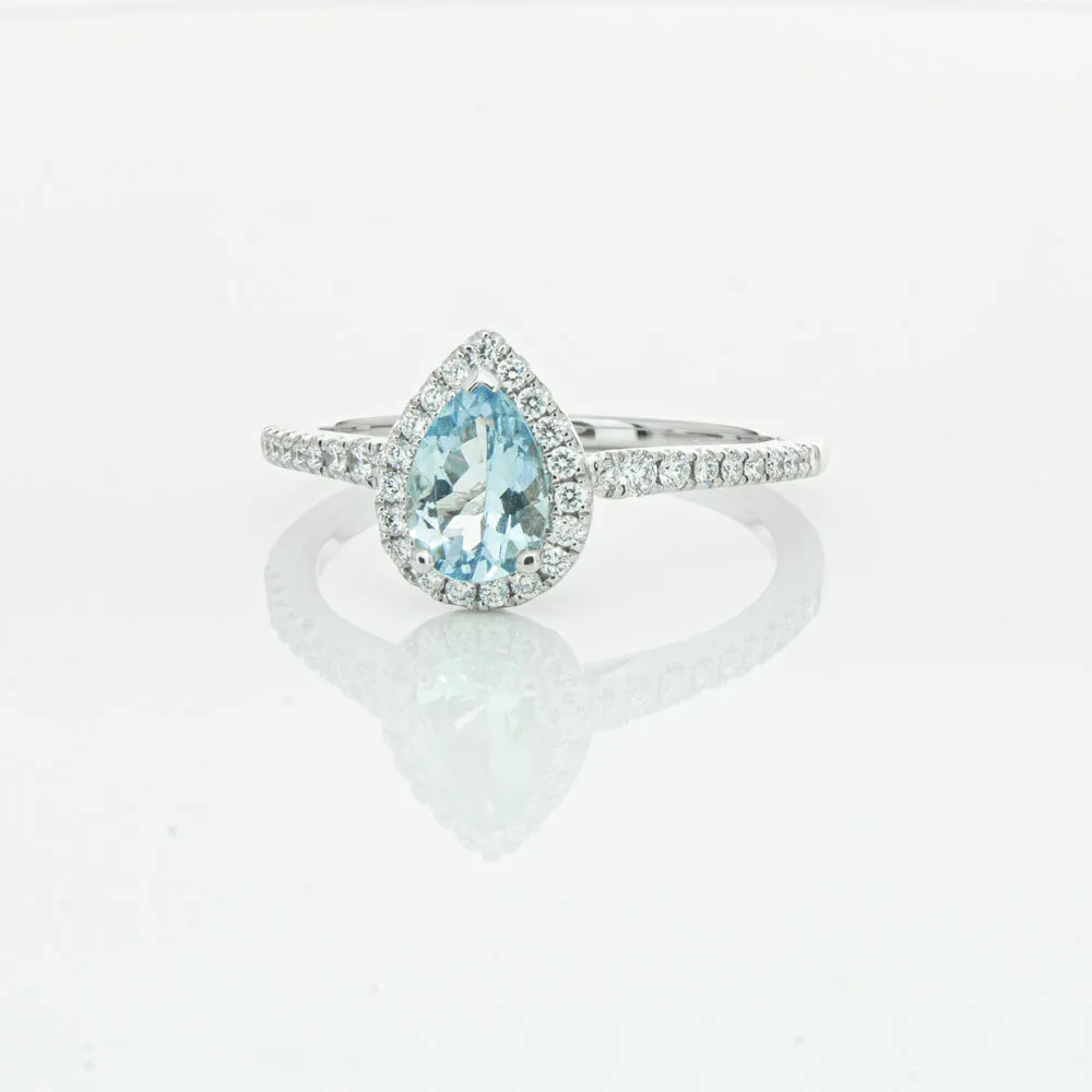 18ct White Gold .60ct Aquamarine & Diamond Mini Sierra Ring