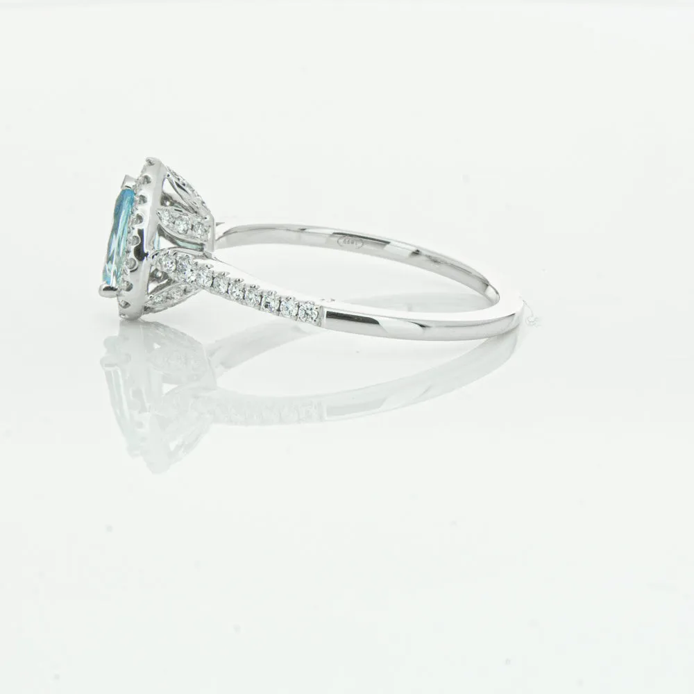 18ct White Gold .60ct Aquamarine & Diamond Mini Sierra Ring