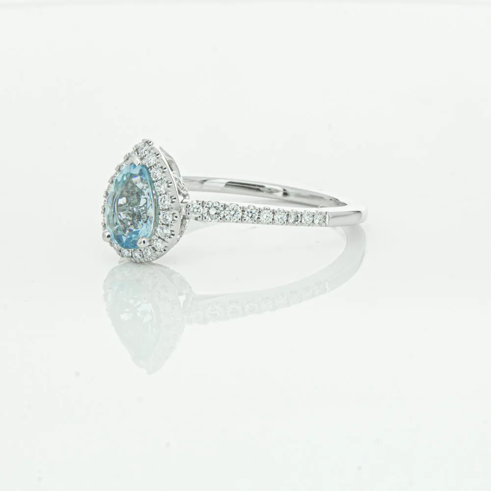 18ct White Gold .60ct Aquamarine & Diamond Mini Sierra Ring