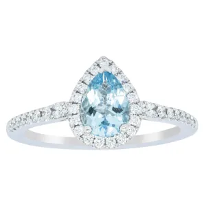 18ct White Gold .60ct Aquamarine & Diamond Mini Sierra Ring