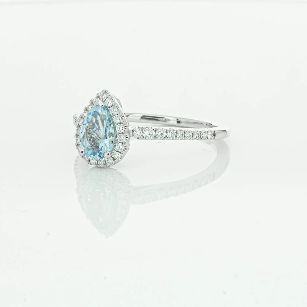 18ct White Gold .60ct Aquamarine & Diamond Mini Sierra Ring