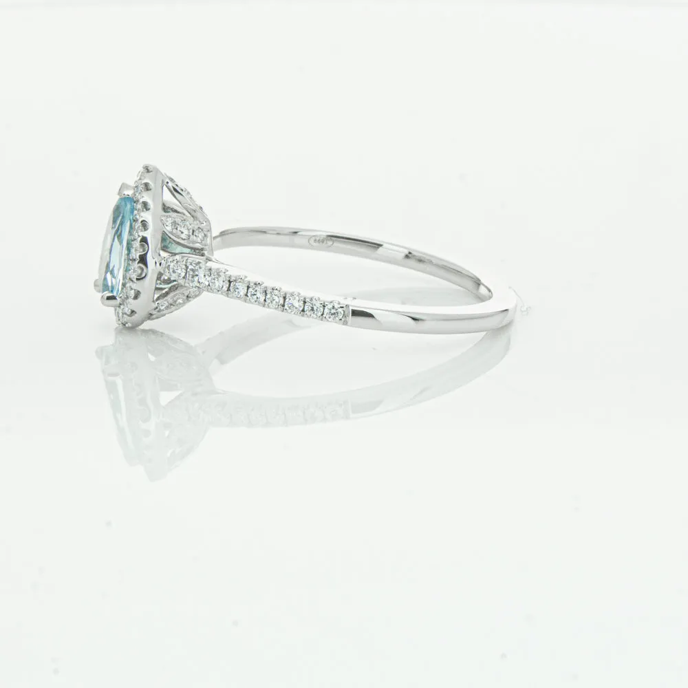 18ct White Gold .60ct Aquamarine & Diamond Mini Sierra Ring