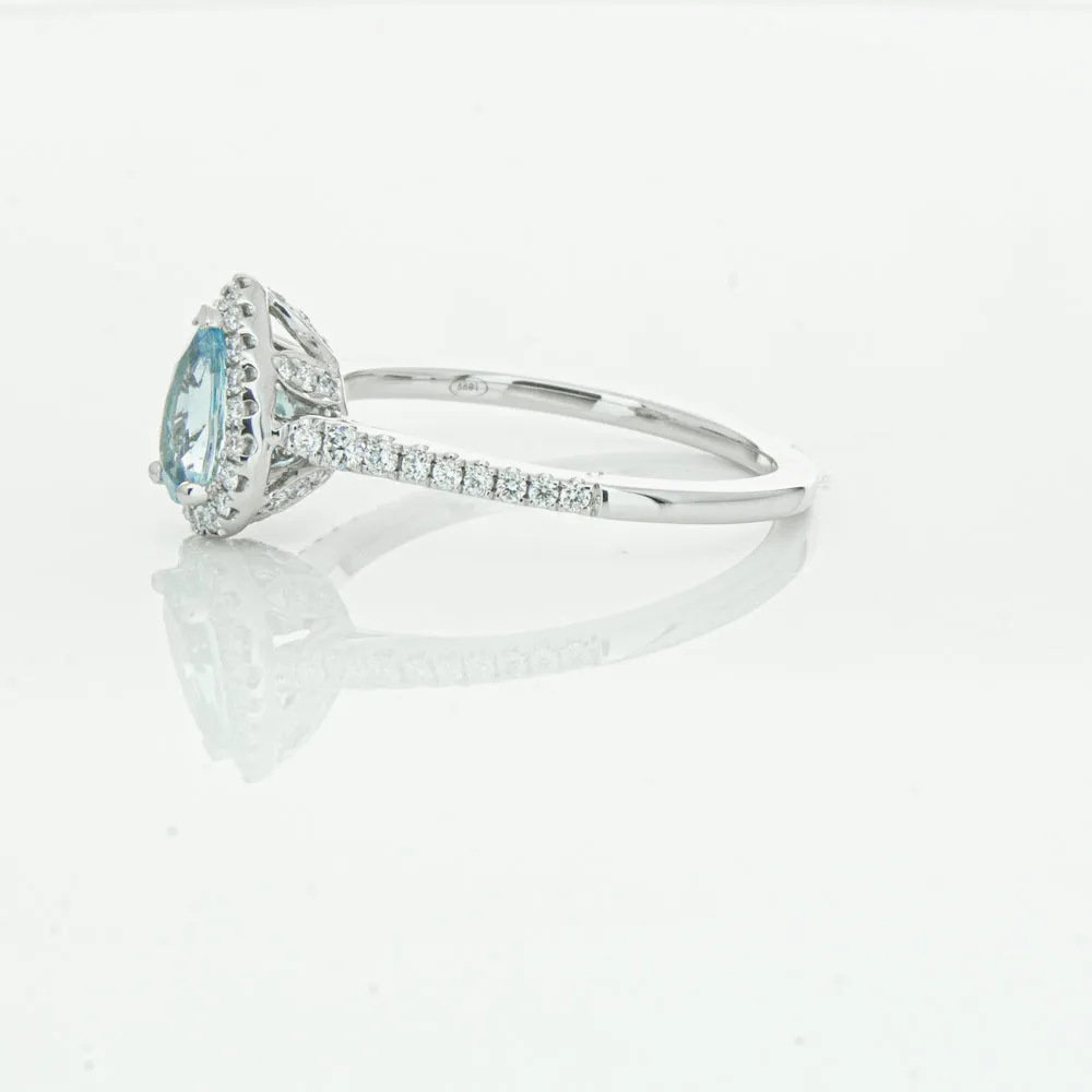 18ct White Gold .60ct Aquamarine & Diamond Mini Sierra Ring