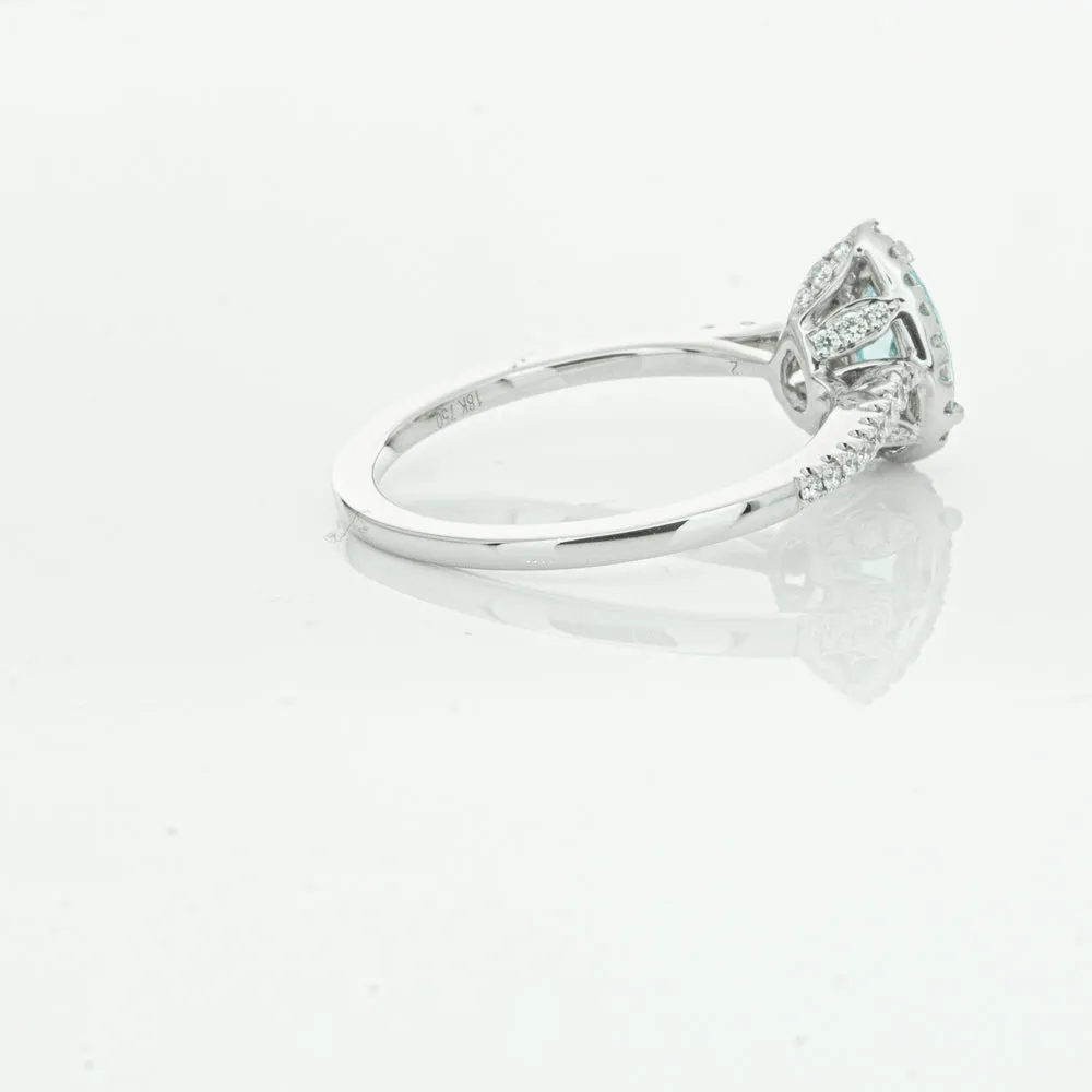 18ct White Gold .60ct Aquamarine & Diamond Mini Sierra Ring