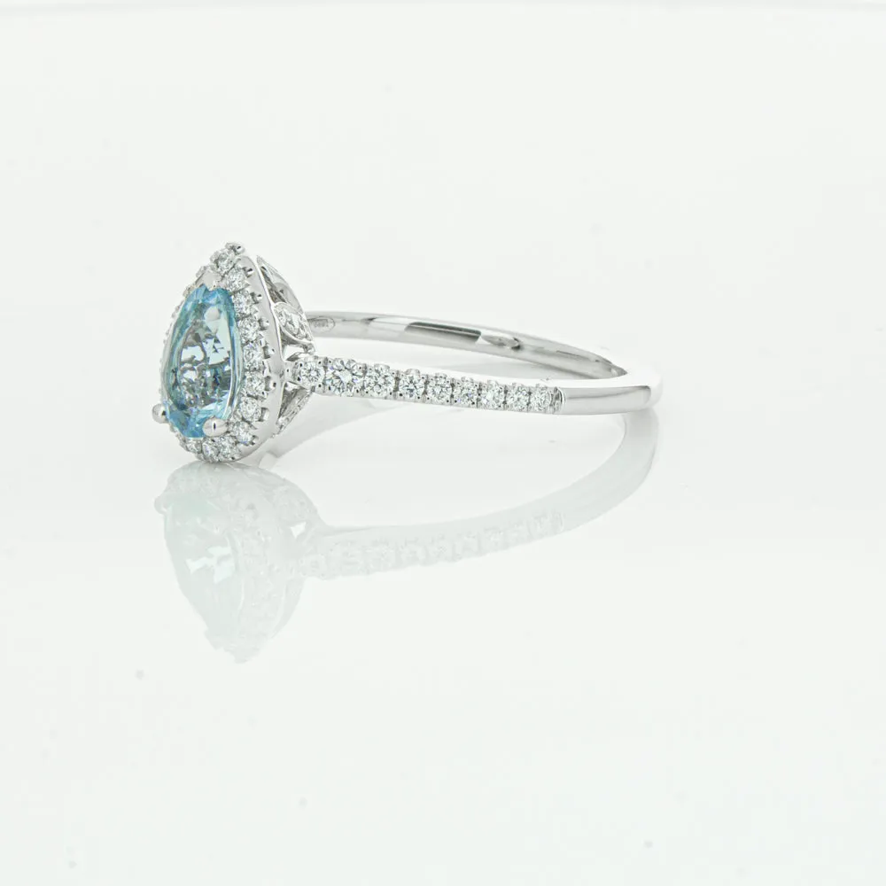 18ct White Gold .60ct Aquamarine & Diamond Mini Sierra Ring