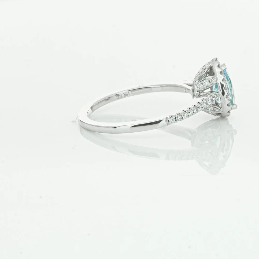 18ct White Gold .60ct Aquamarine & Diamond Mini Sierra Ring