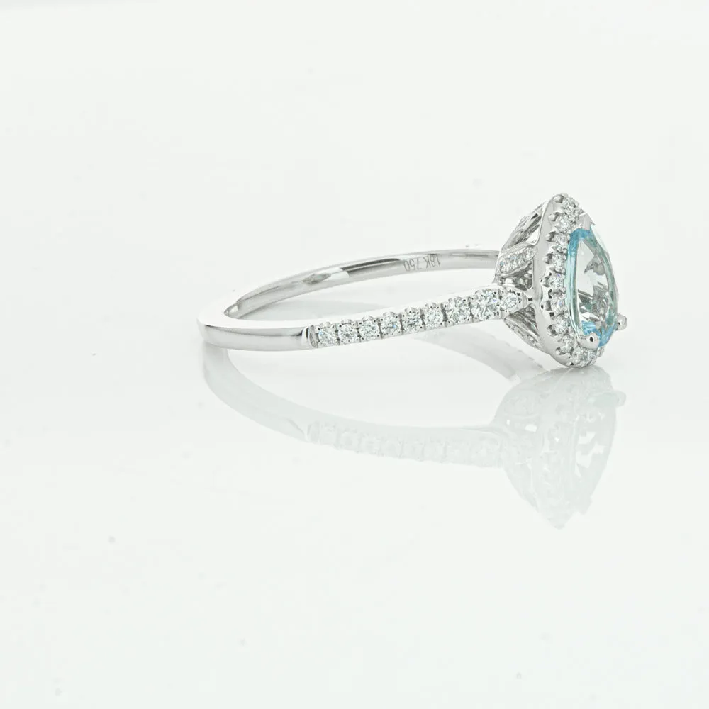 18ct White Gold .60ct Aquamarine & Diamond Mini Sierra Ring