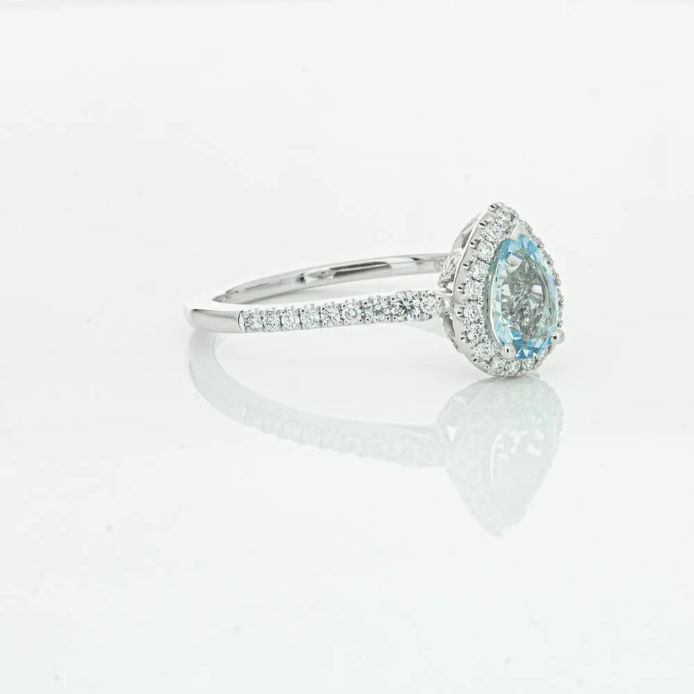 18ct White Gold .60ct Aquamarine & Diamond Mini Sierra Ring