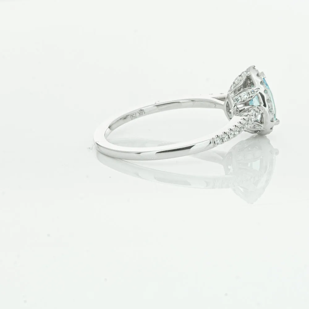 18ct White Gold .60ct Aquamarine & Diamond Mini Sierra Ring