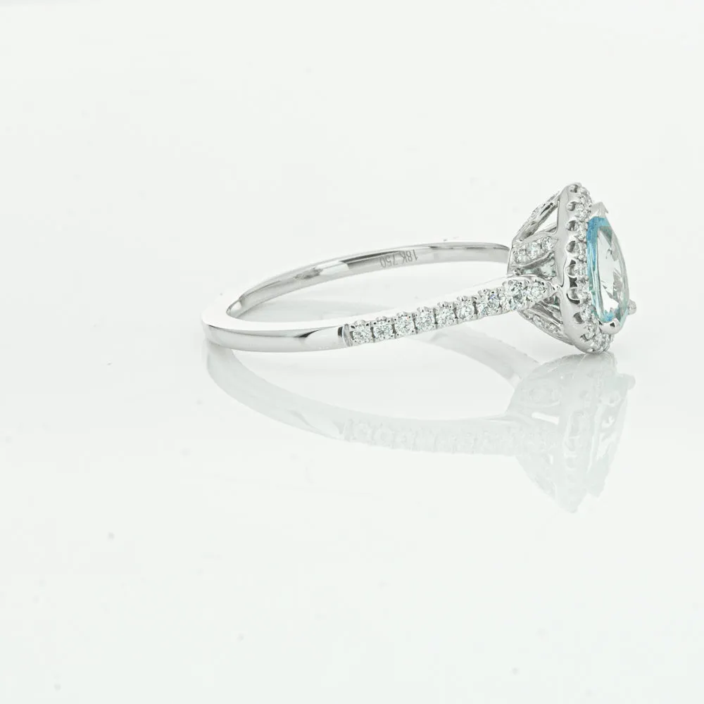 18ct White Gold .60ct Aquamarine & Diamond Mini Sierra Ring