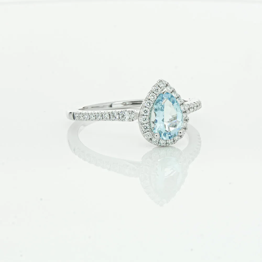 18ct White Gold .60ct Aquamarine & Diamond Mini Sierra Ring