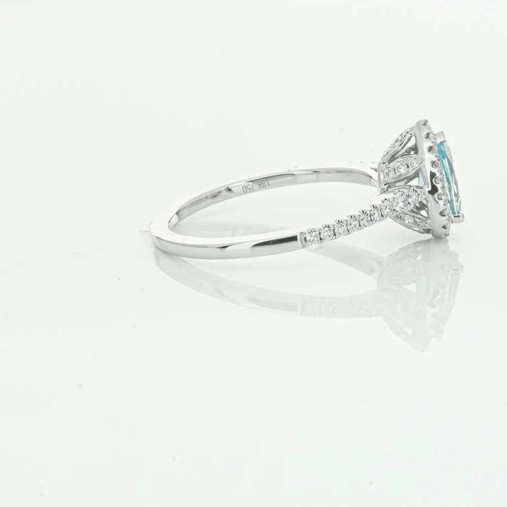 18ct White Gold .60ct Aquamarine & Diamond Mini Sierra Ring