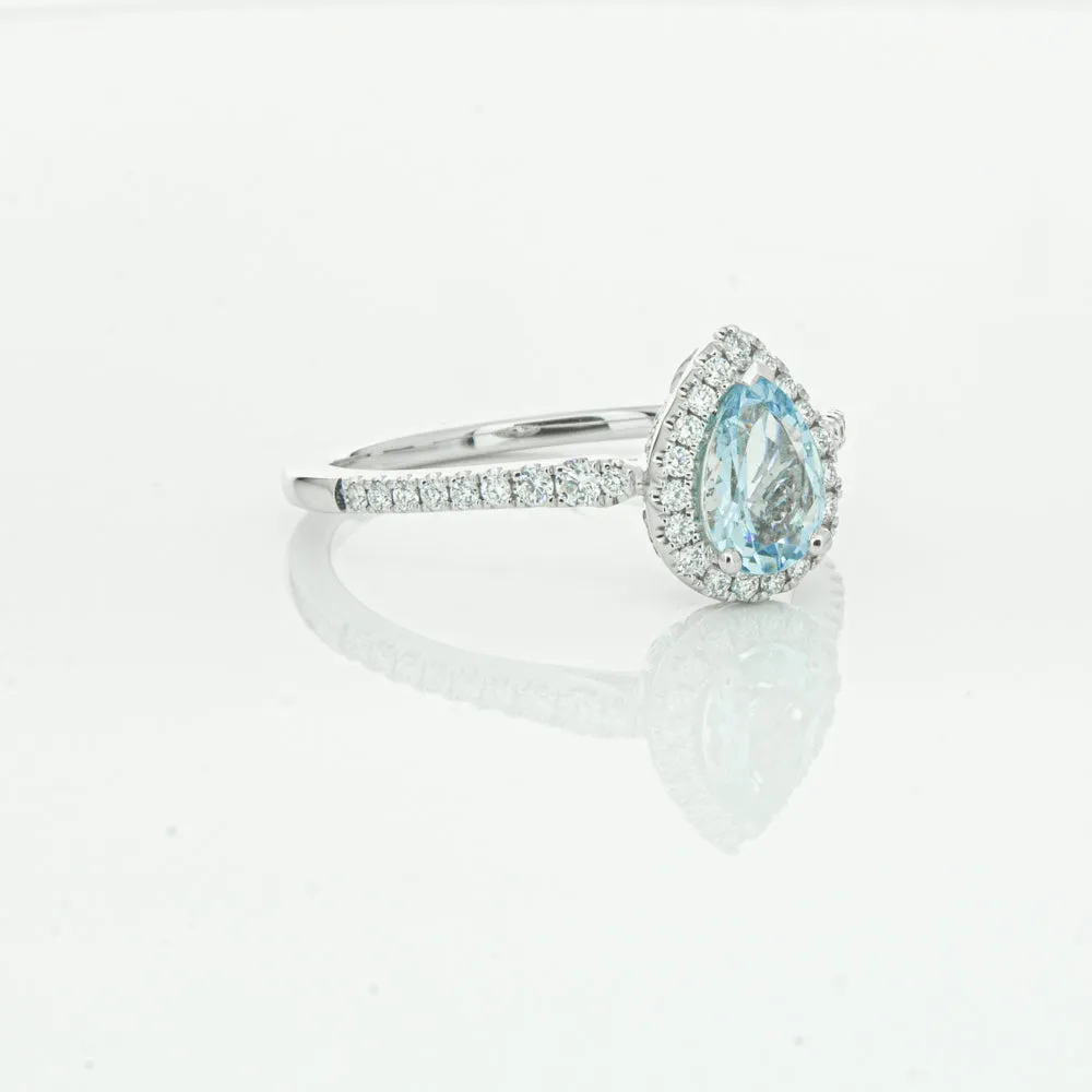 18ct White Gold .60ct Aquamarine & Diamond Mini Sierra Ring