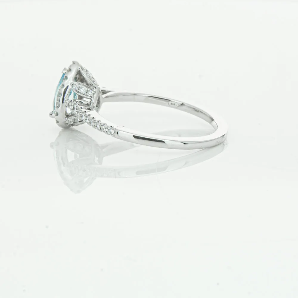 18ct White Gold .60ct Aquamarine & Diamond Mini Sierra Ring