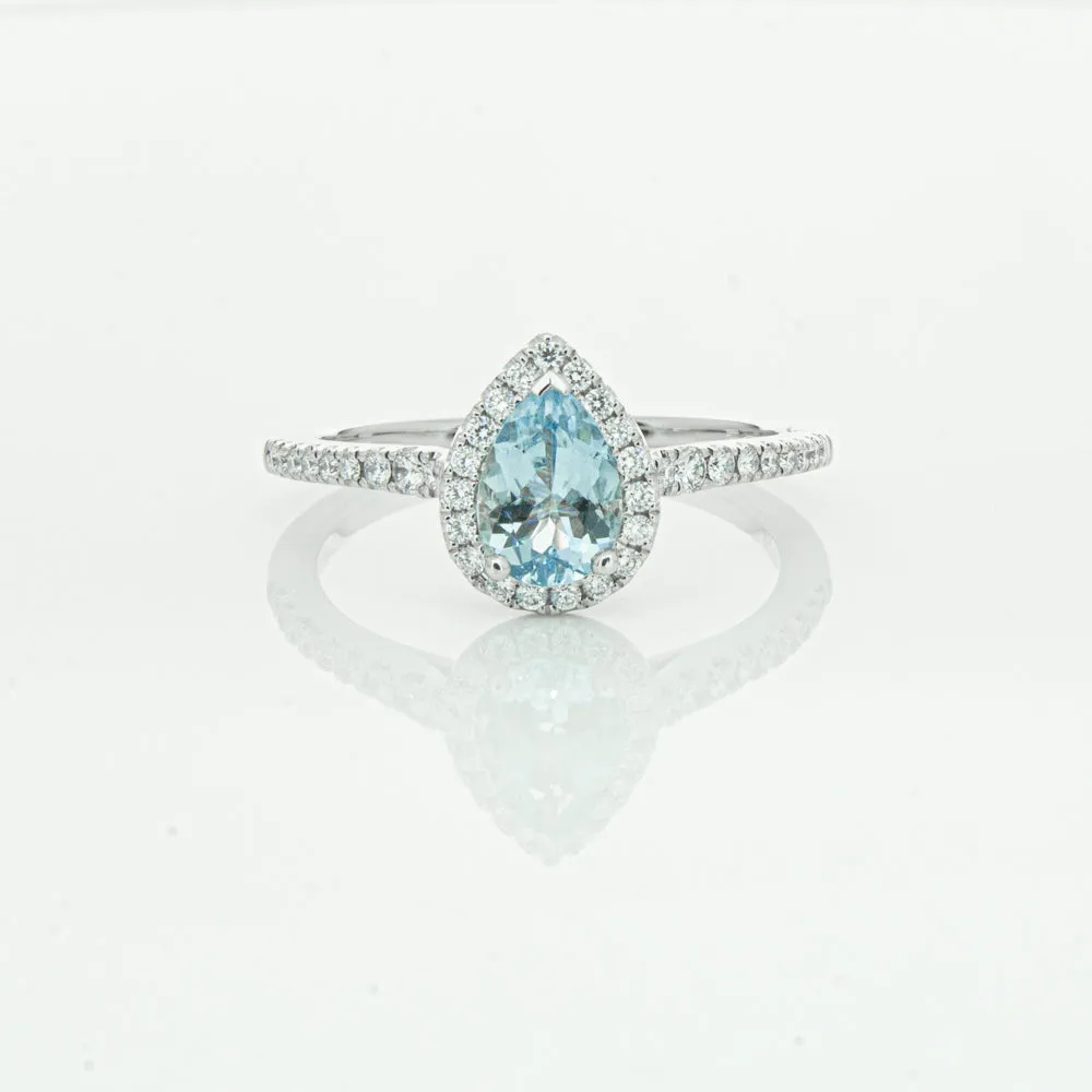 18ct White Gold .60ct Aquamarine & Diamond Mini Sierra Ring