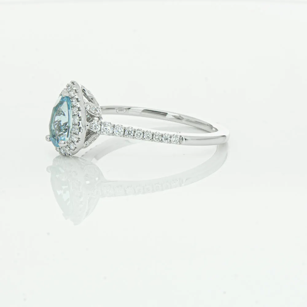 18ct White Gold .60ct Aquamarine & Diamond Mini Sierra Ring