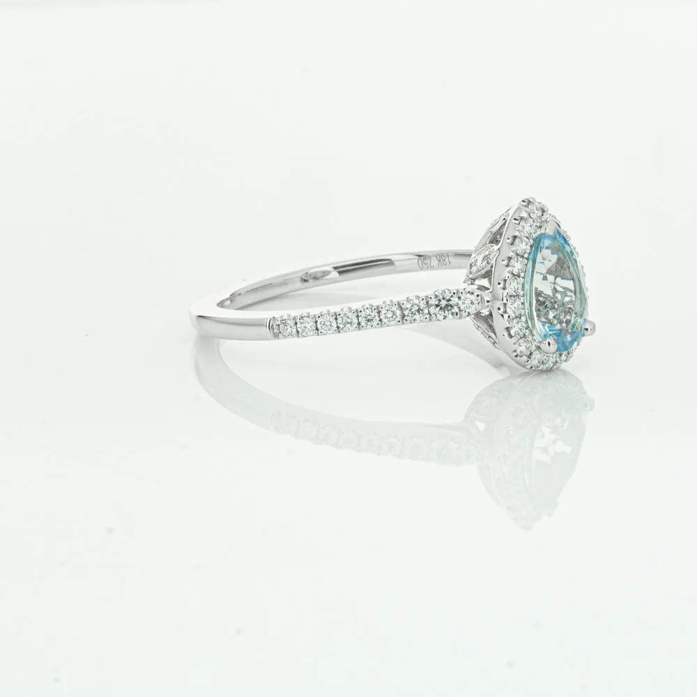 18ct White Gold .60ct Aquamarine & Diamond Mini Sierra Ring