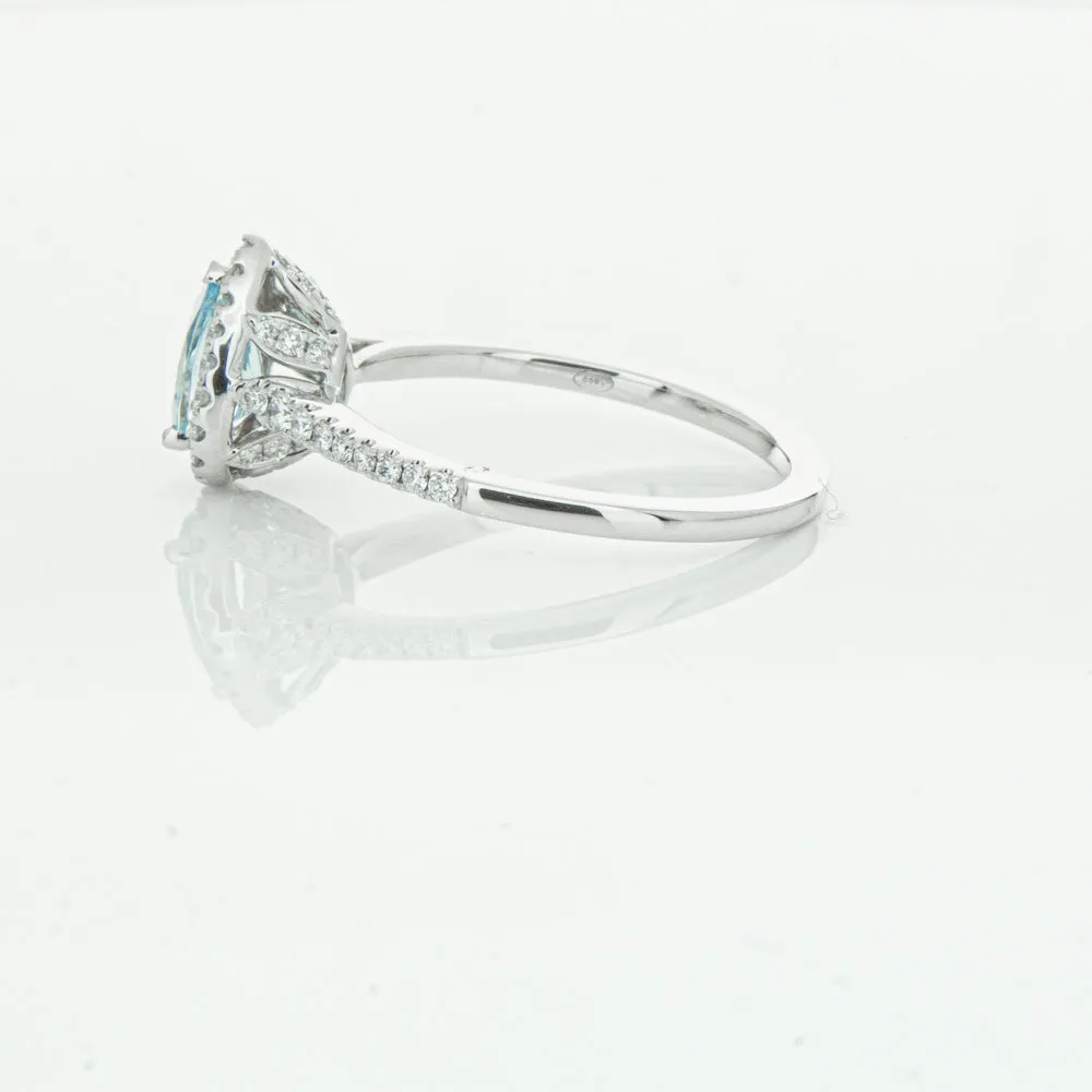 18ct White Gold .60ct Aquamarine & Diamond Mini Sierra Ring