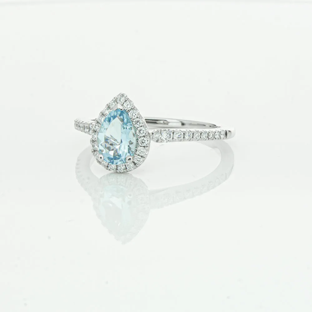 18ct White Gold .60ct Aquamarine & Diamond Mini Sierra Ring