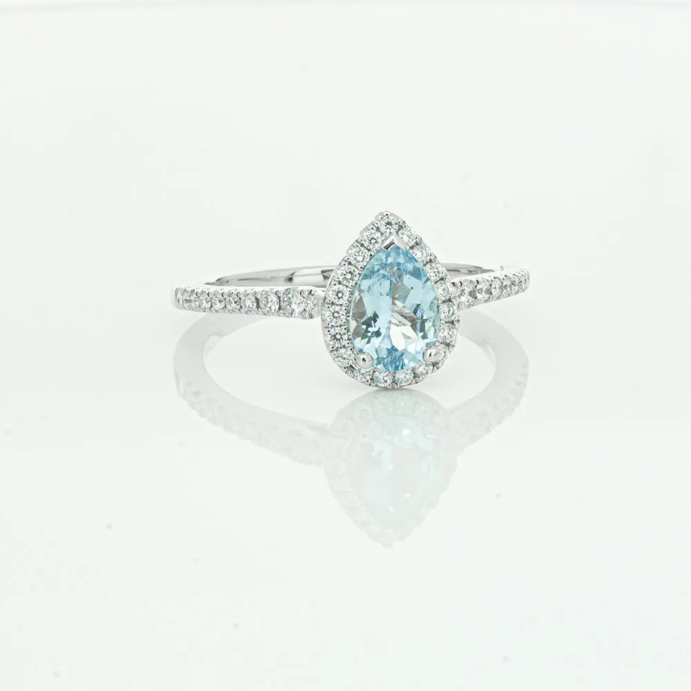 18ct White Gold .60ct Aquamarine & Diamond Mini Sierra Ring