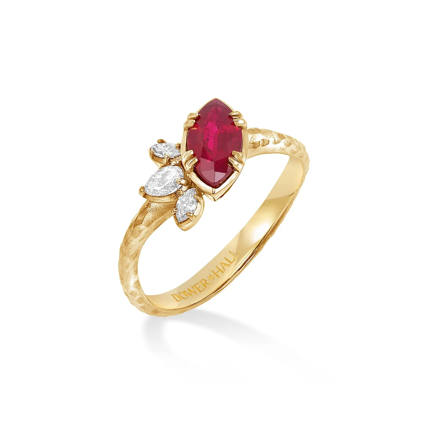 18k Marquise Ruby & Diamond Stargazer Ring